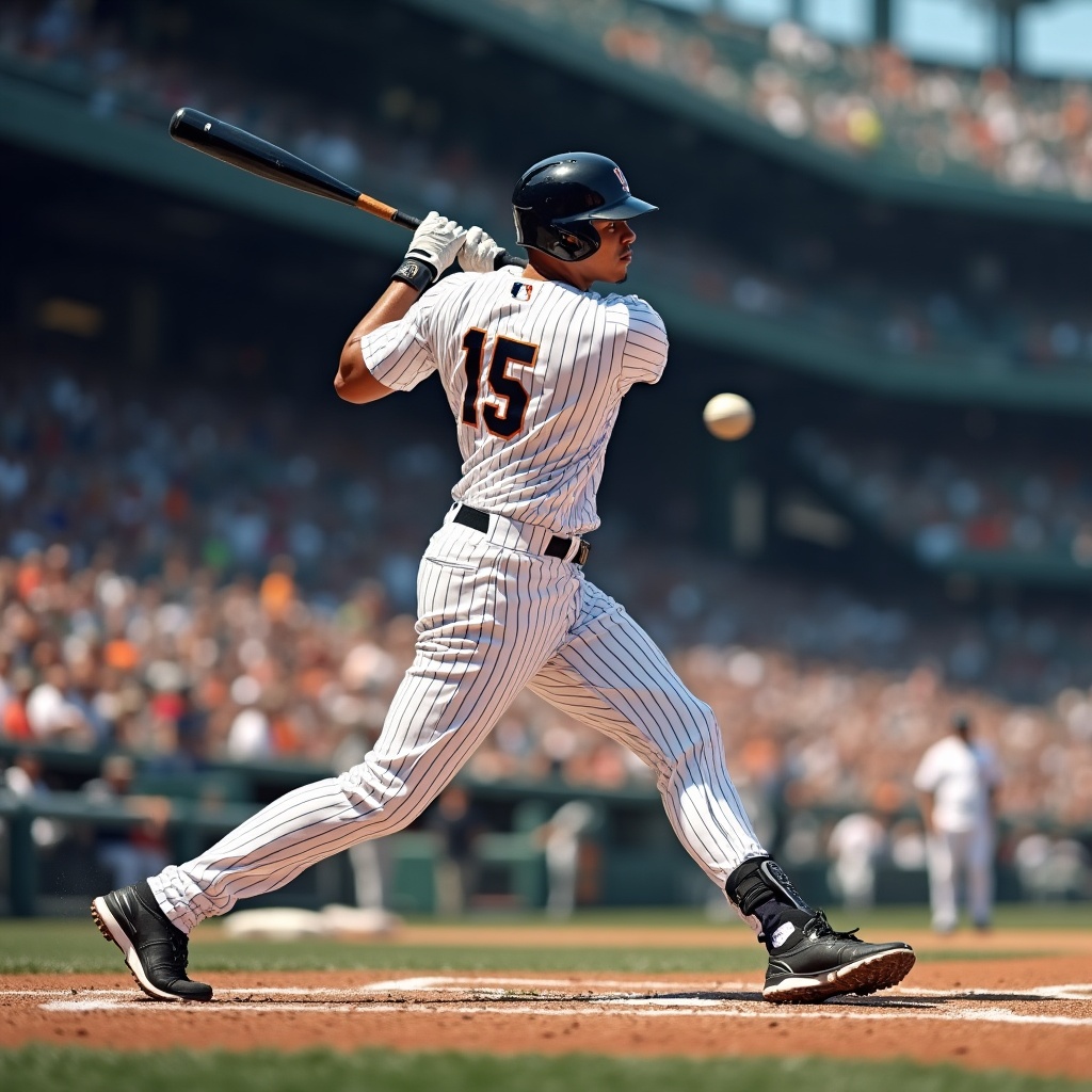 Athlete mid-swing from the left side